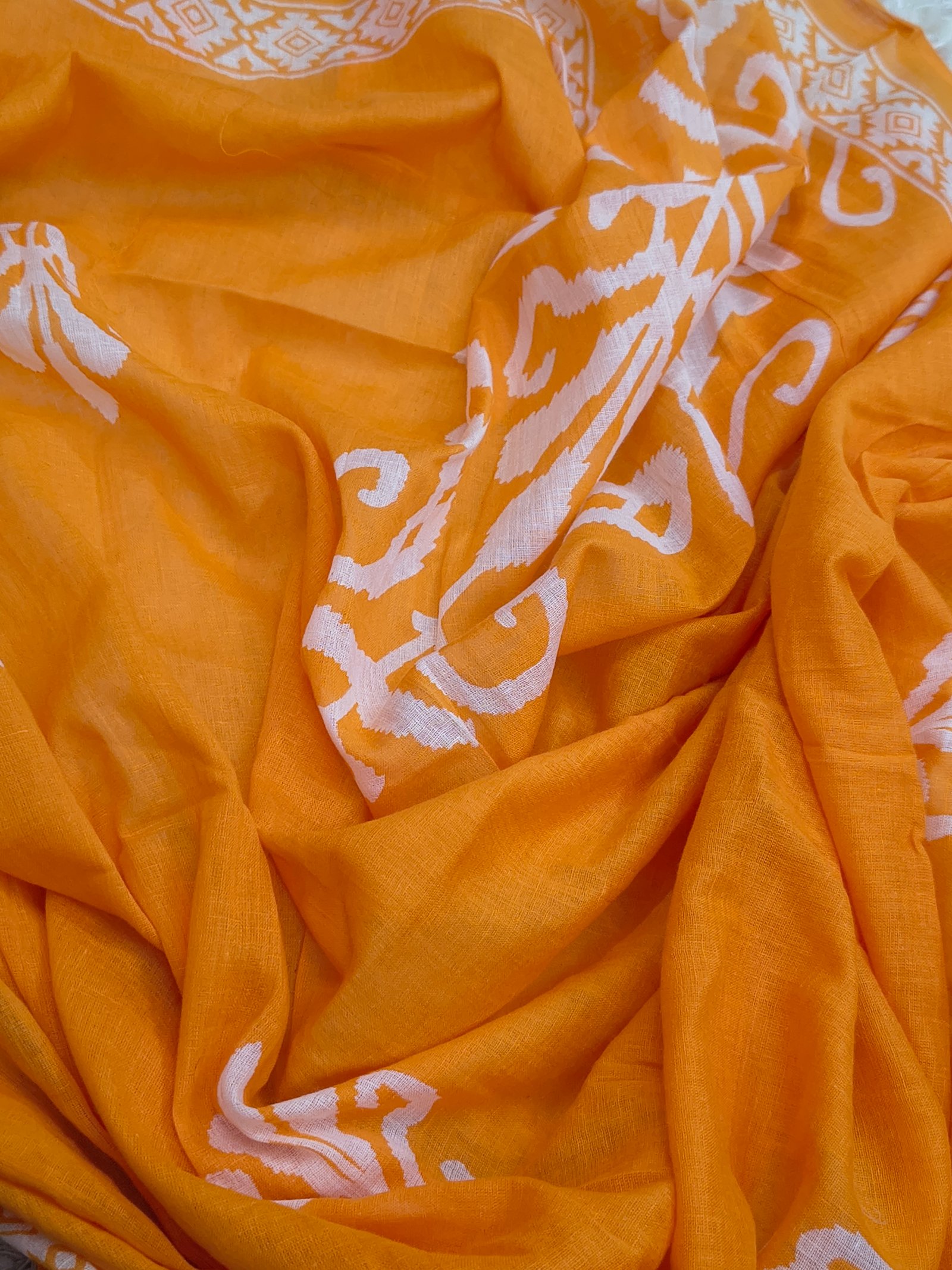 Orange & White Printed Women Kurta Set