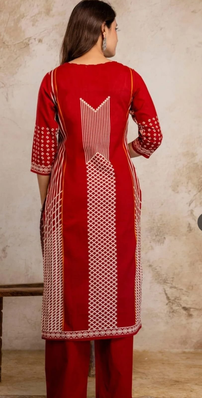 Red Printed Women Kurta Set