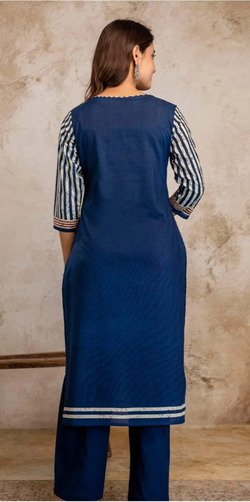 Navy Blue Cotton Kurta Set