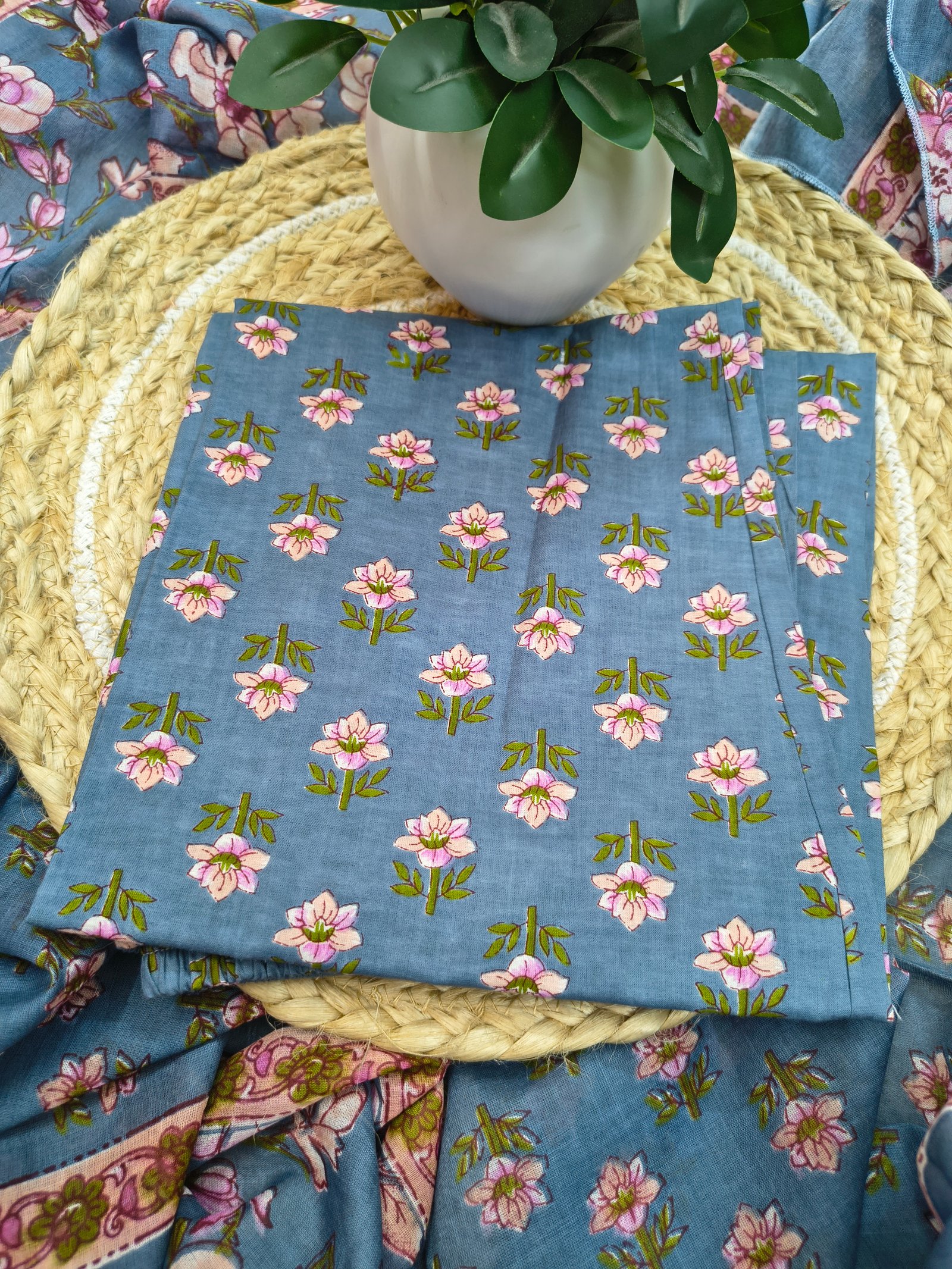 Blue Chikankari  Cotton Kurta Set