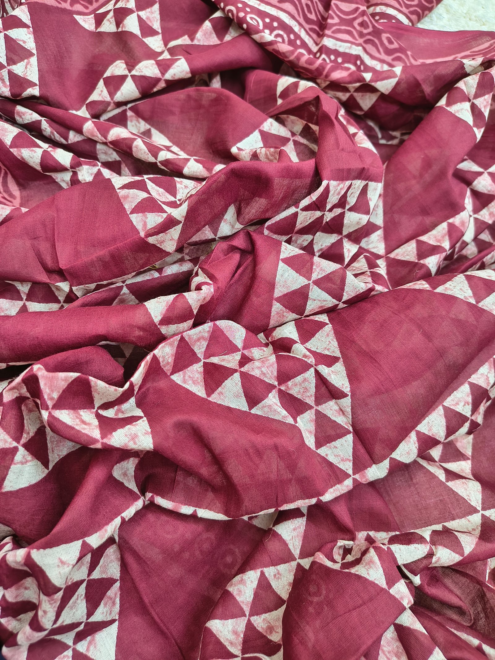 Printed Maroon Cotton Kurta Set