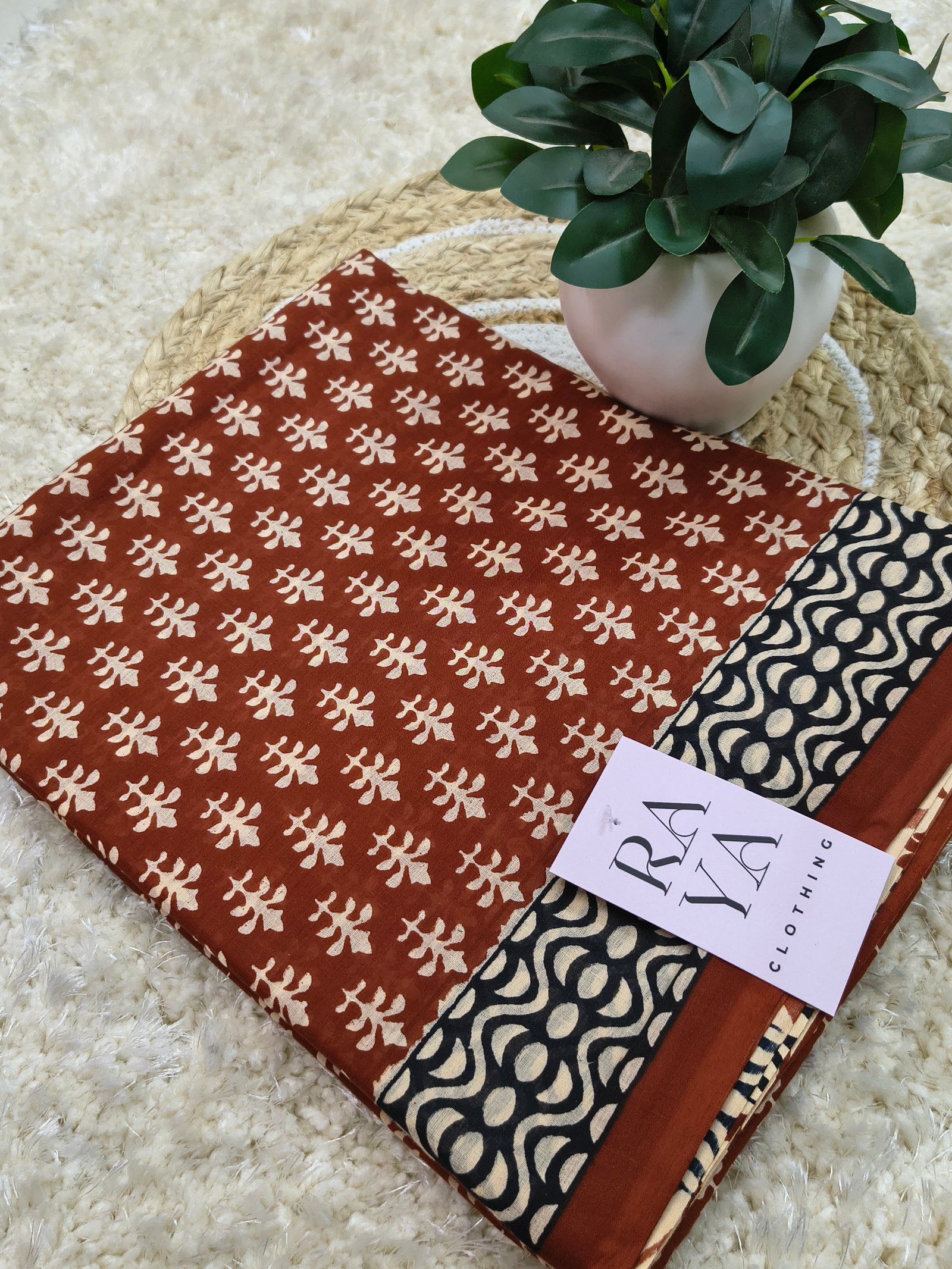 Red Printed Cotton Saree