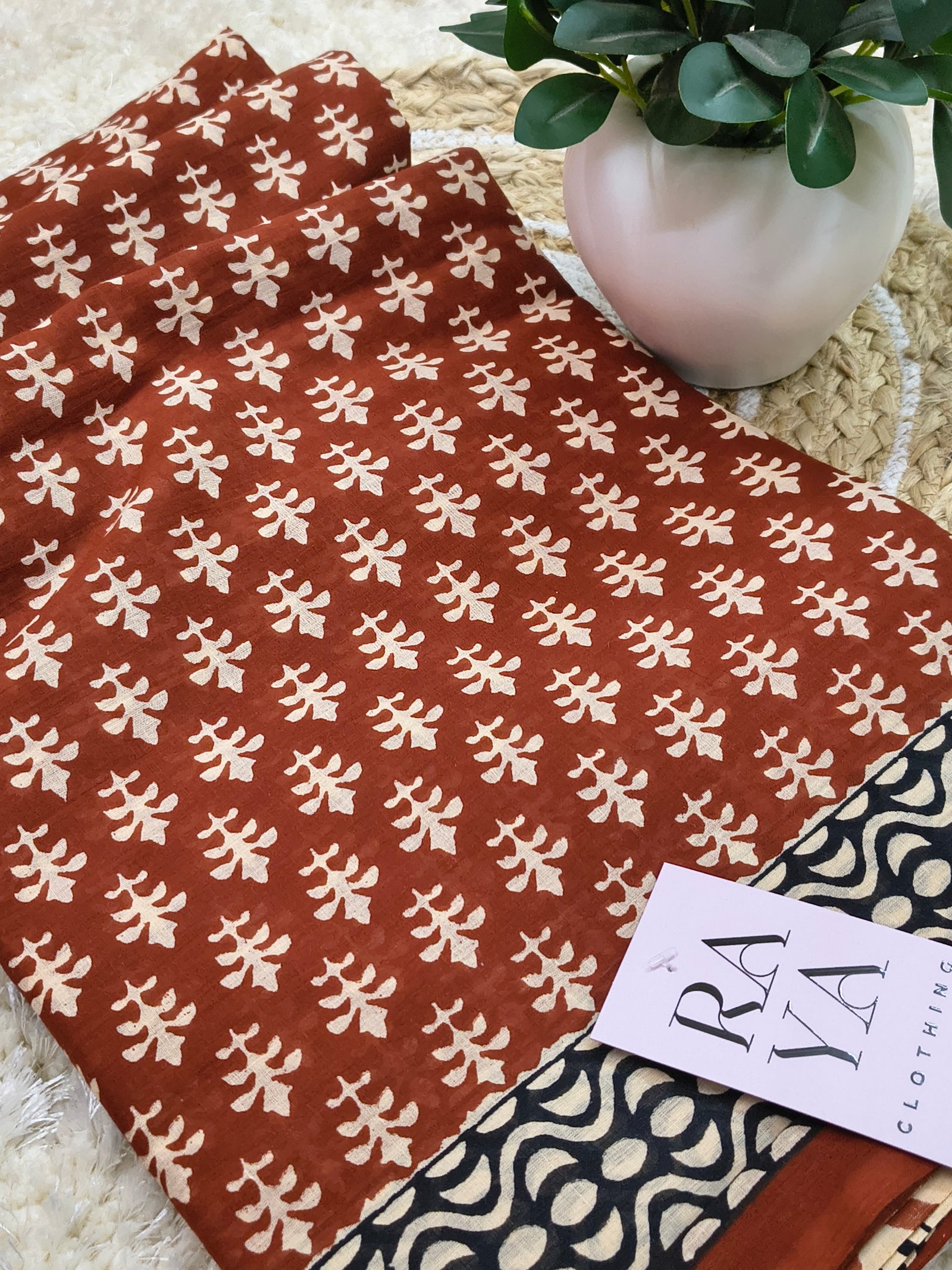 Red Printed Cotton Saree