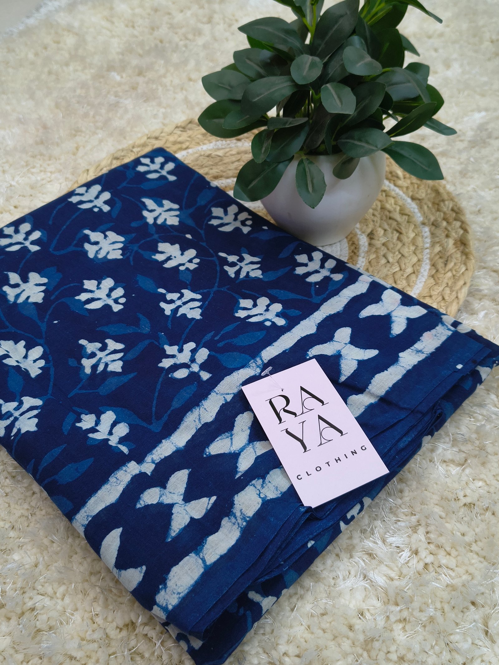 Indigo Printed Cotton Saree