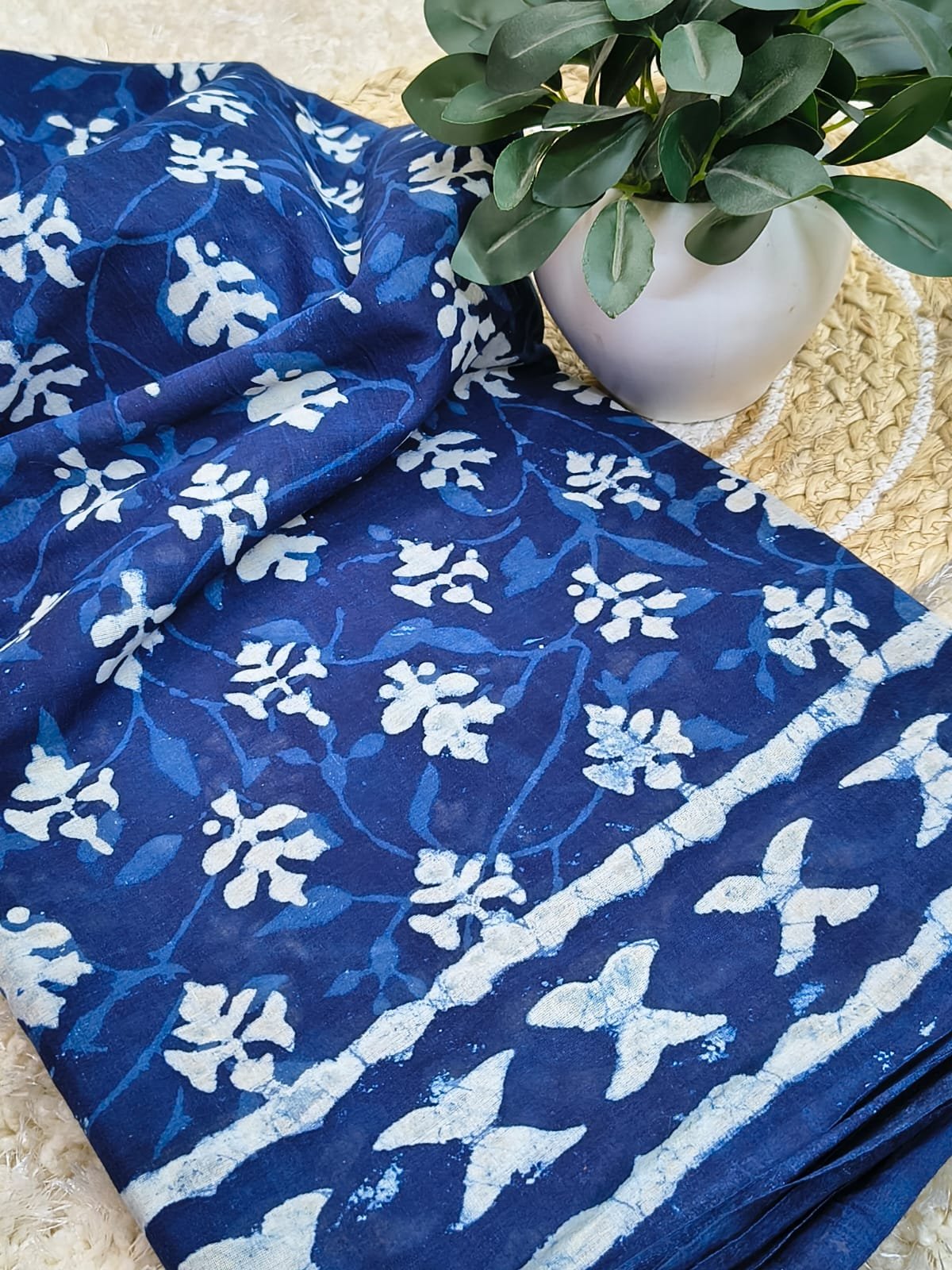 Indigo Printed Cotton Saree