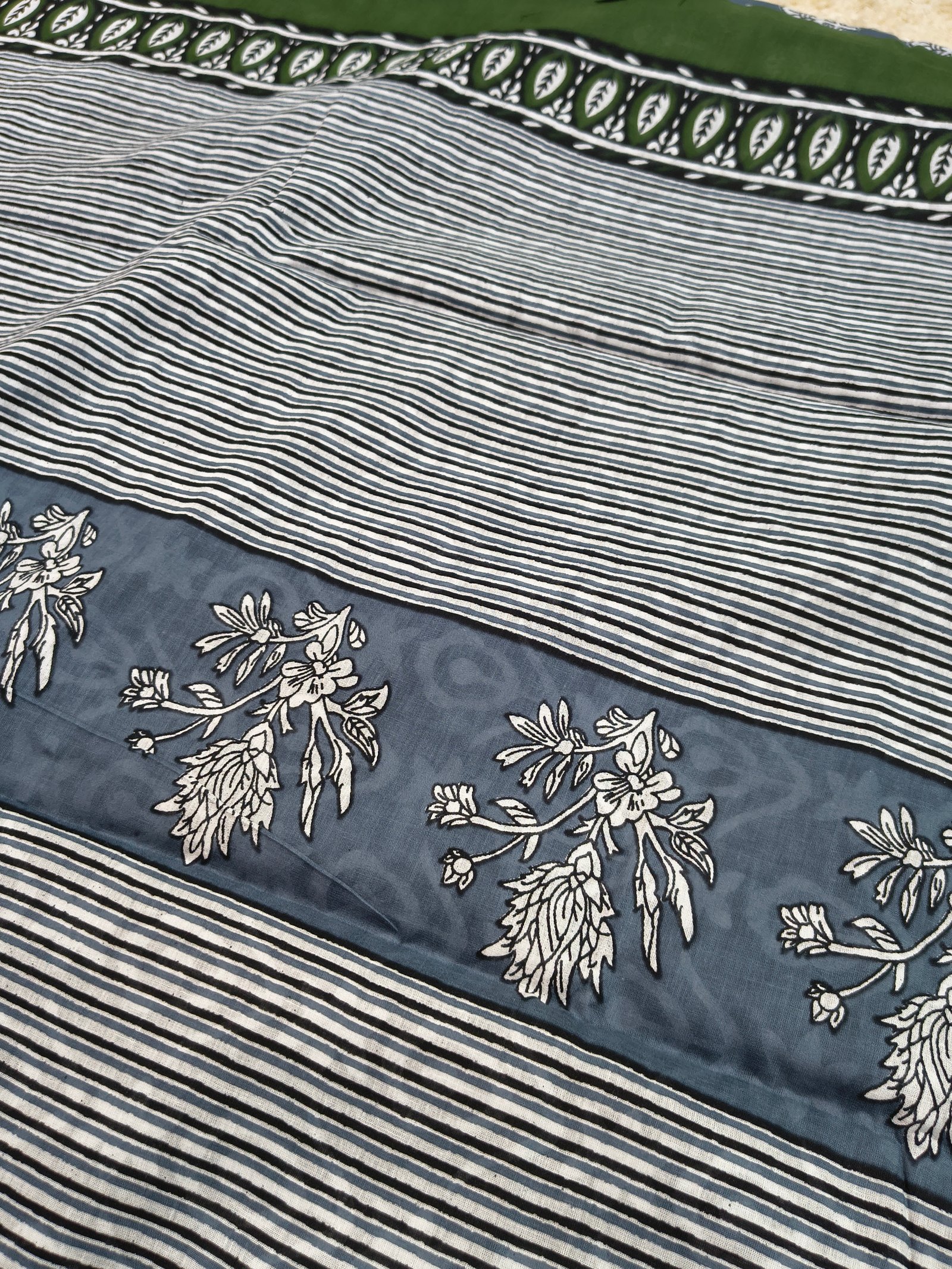 Grey Printed Cotton Saree