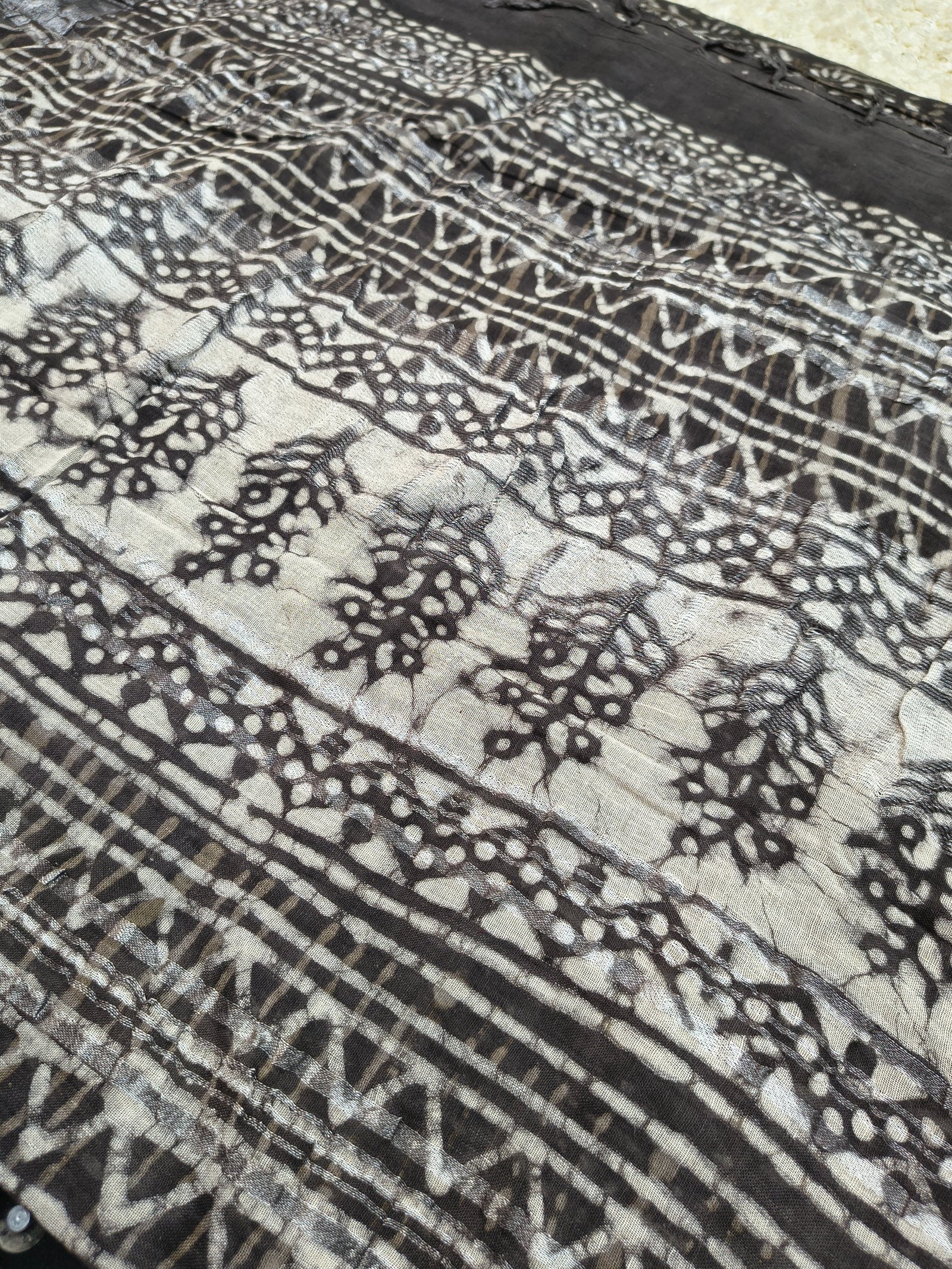 Brown Printed Linen Saree