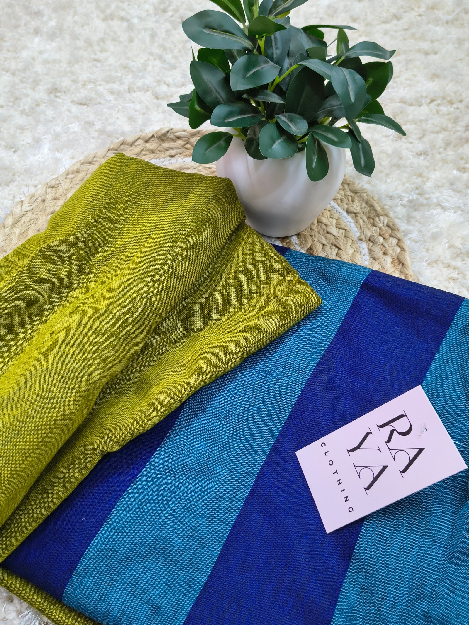 Blue Solid Khadi Cotton Saree