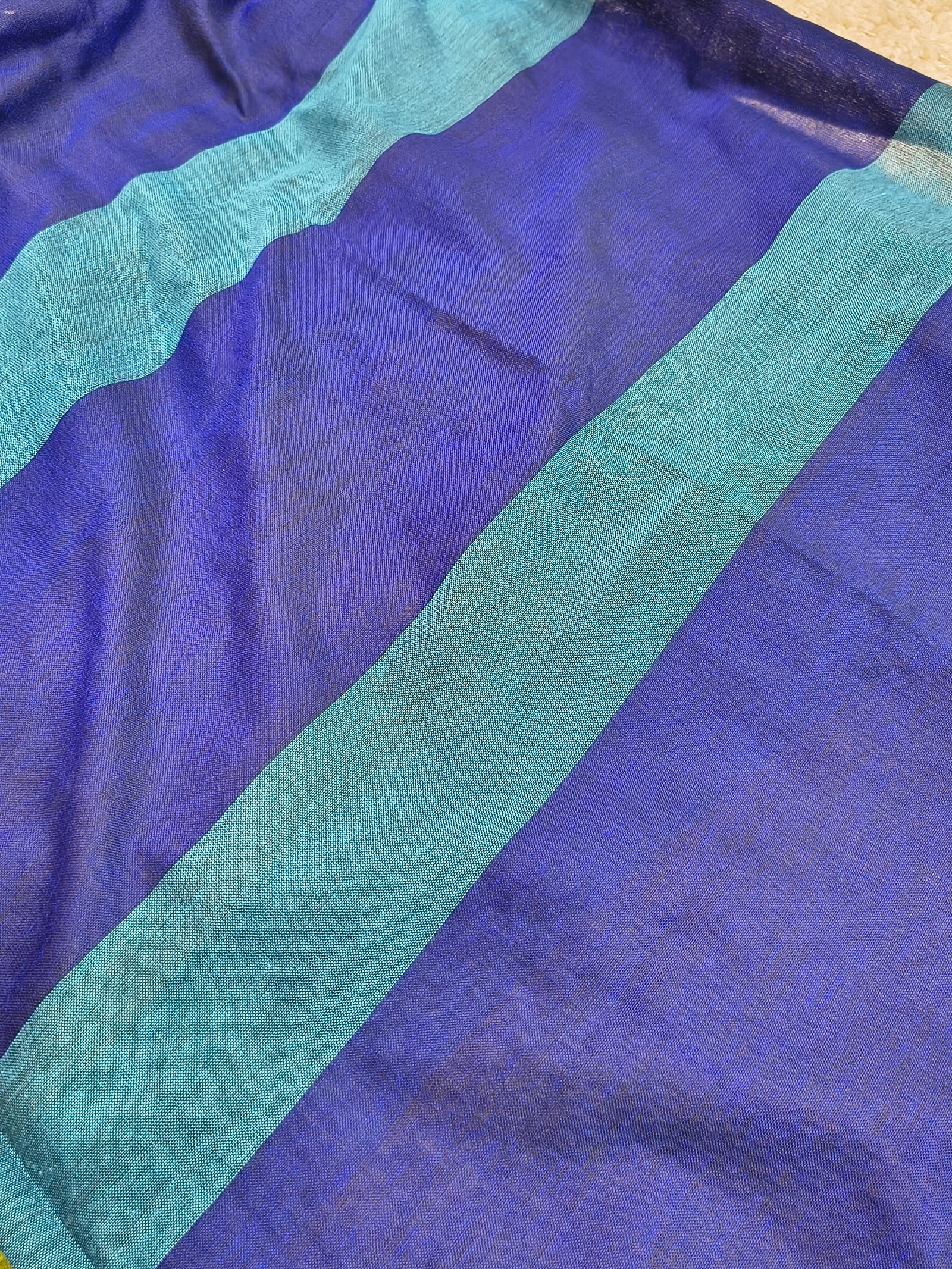 Blue Solid Khadi Cotton Saree