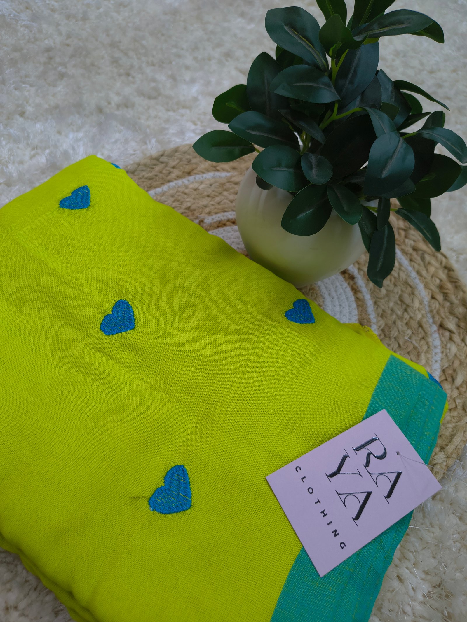 Green Hearts Cotton Saree