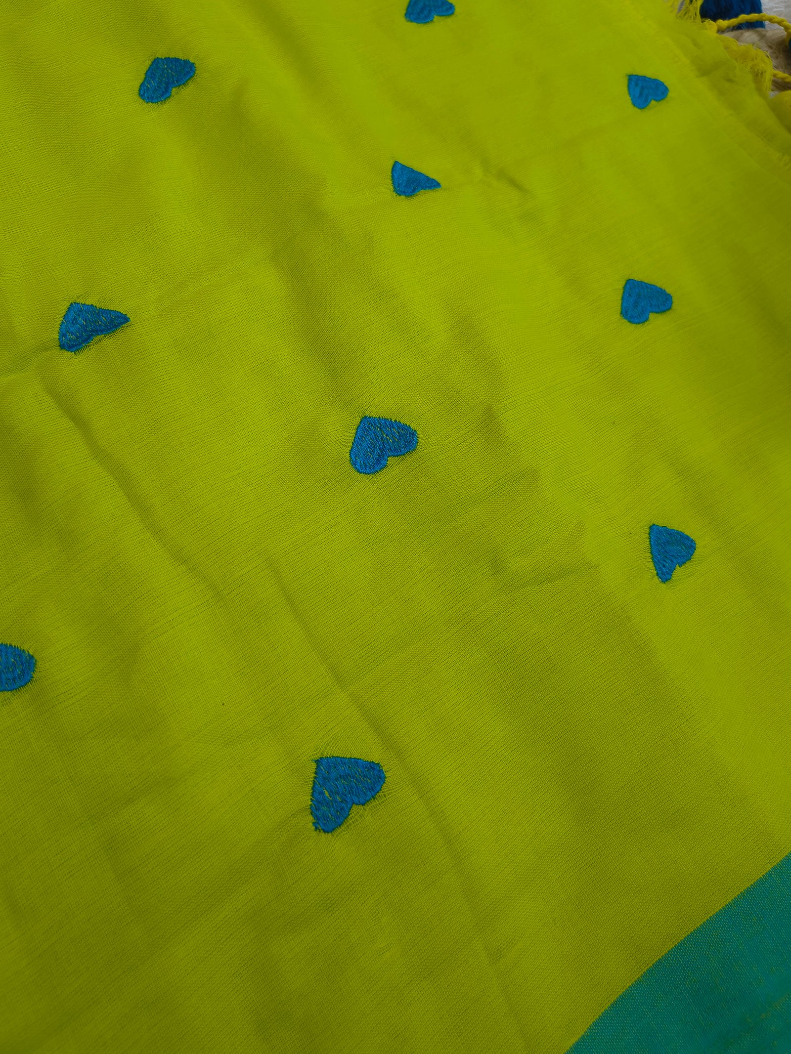 Green Hearts Cotton Saree