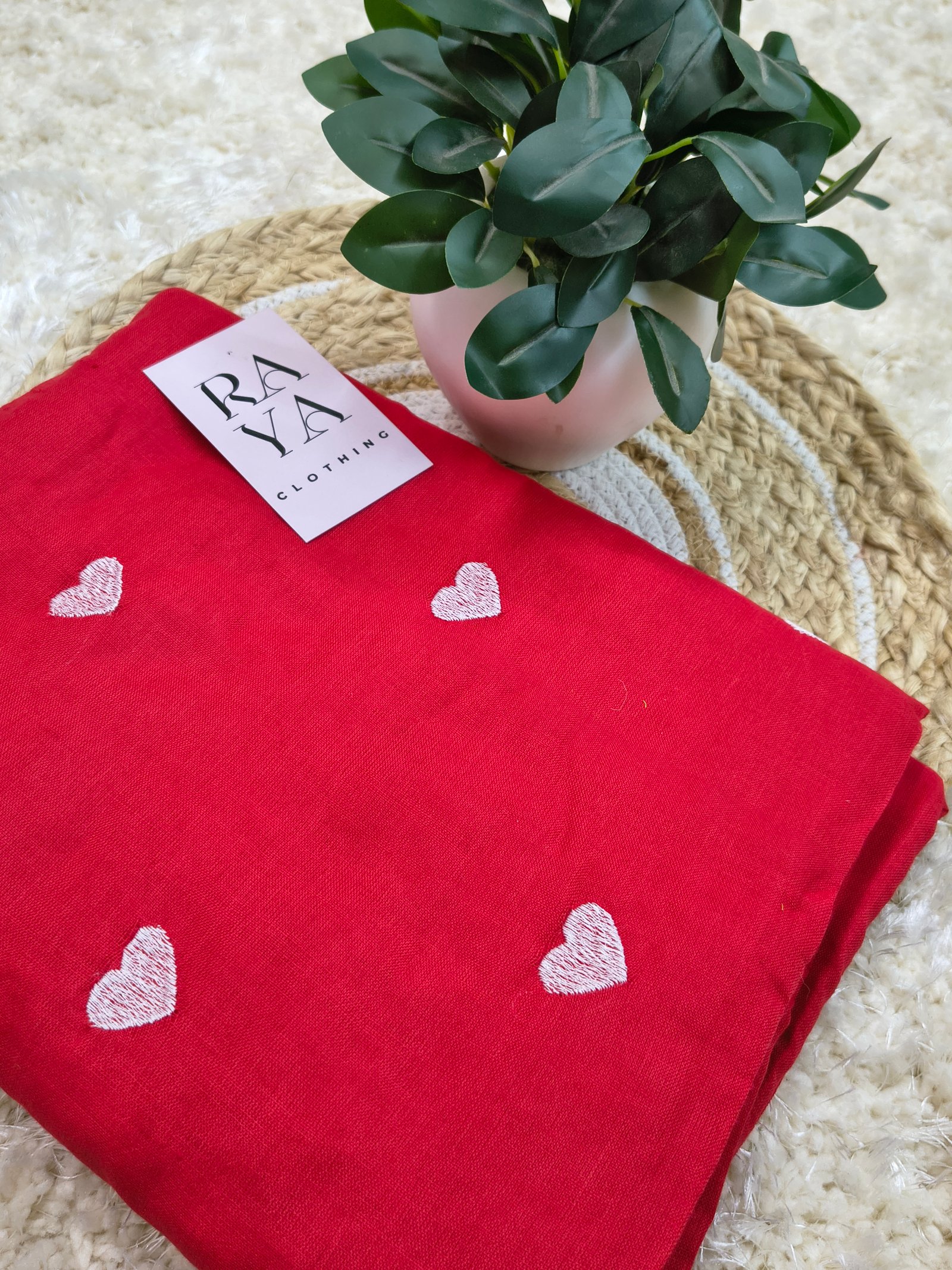 Red Hearts Cotton Saree