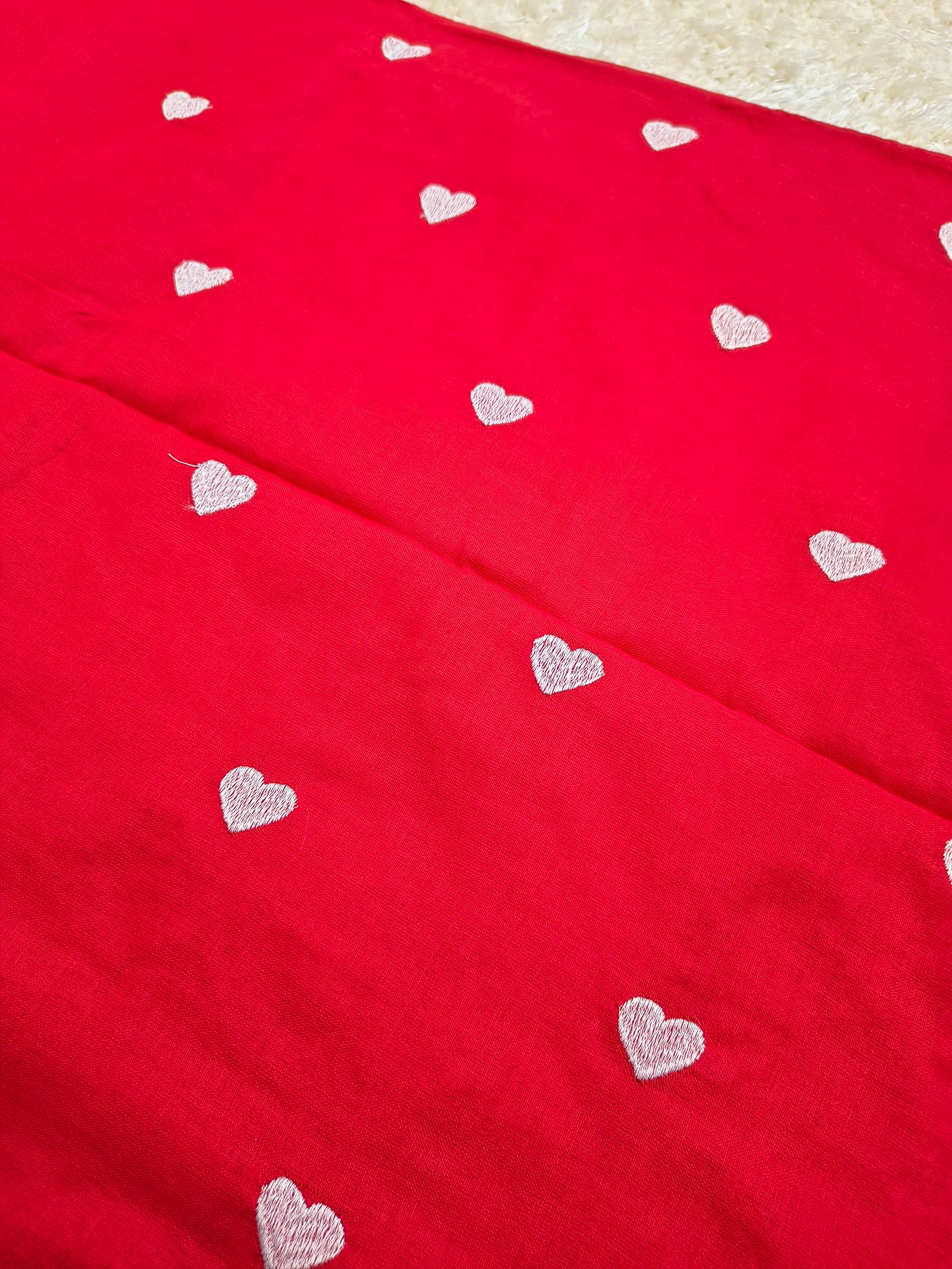 Red Hearts Cotton Saree
