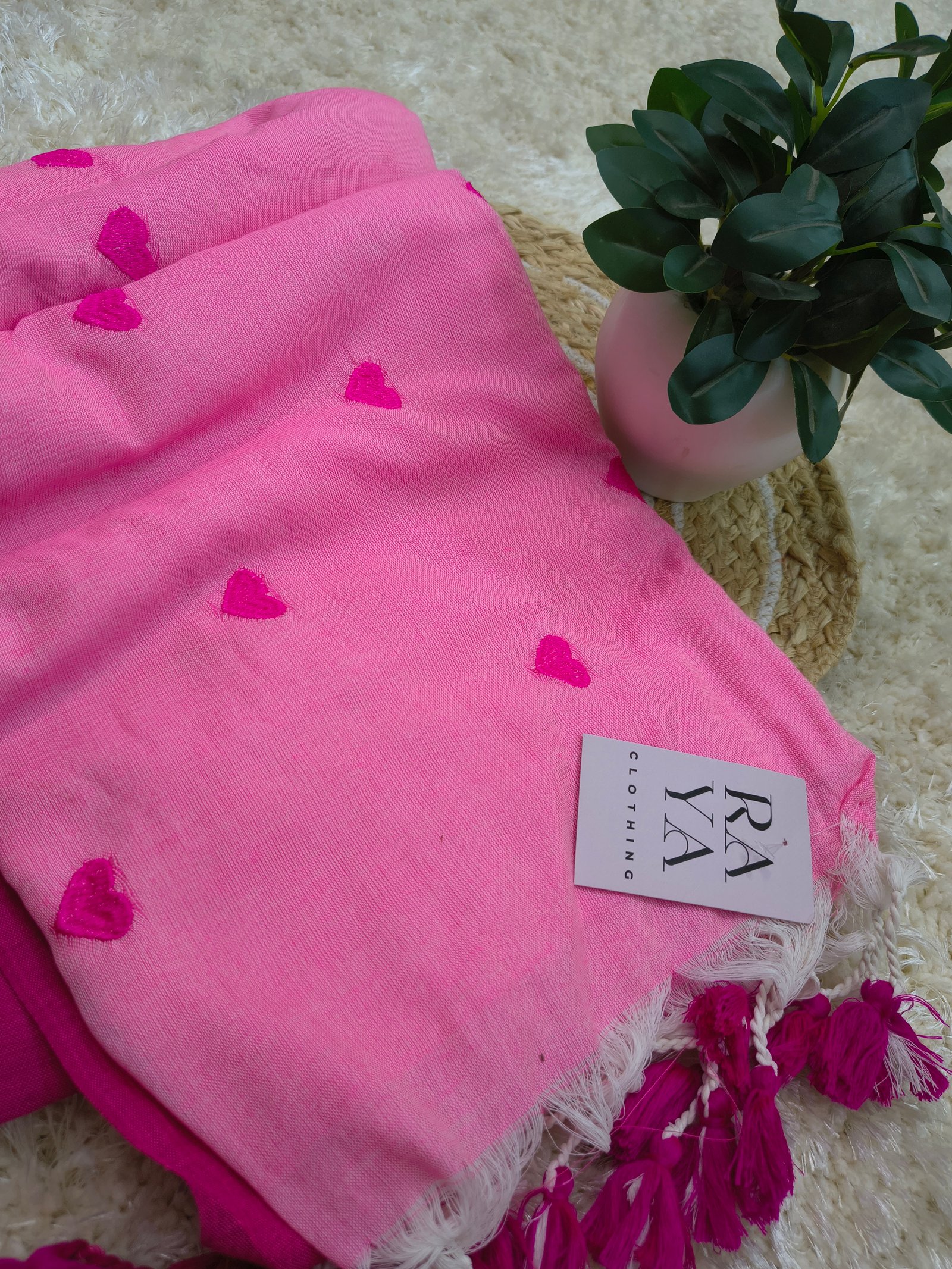 Pink Hearts Cotton Saree