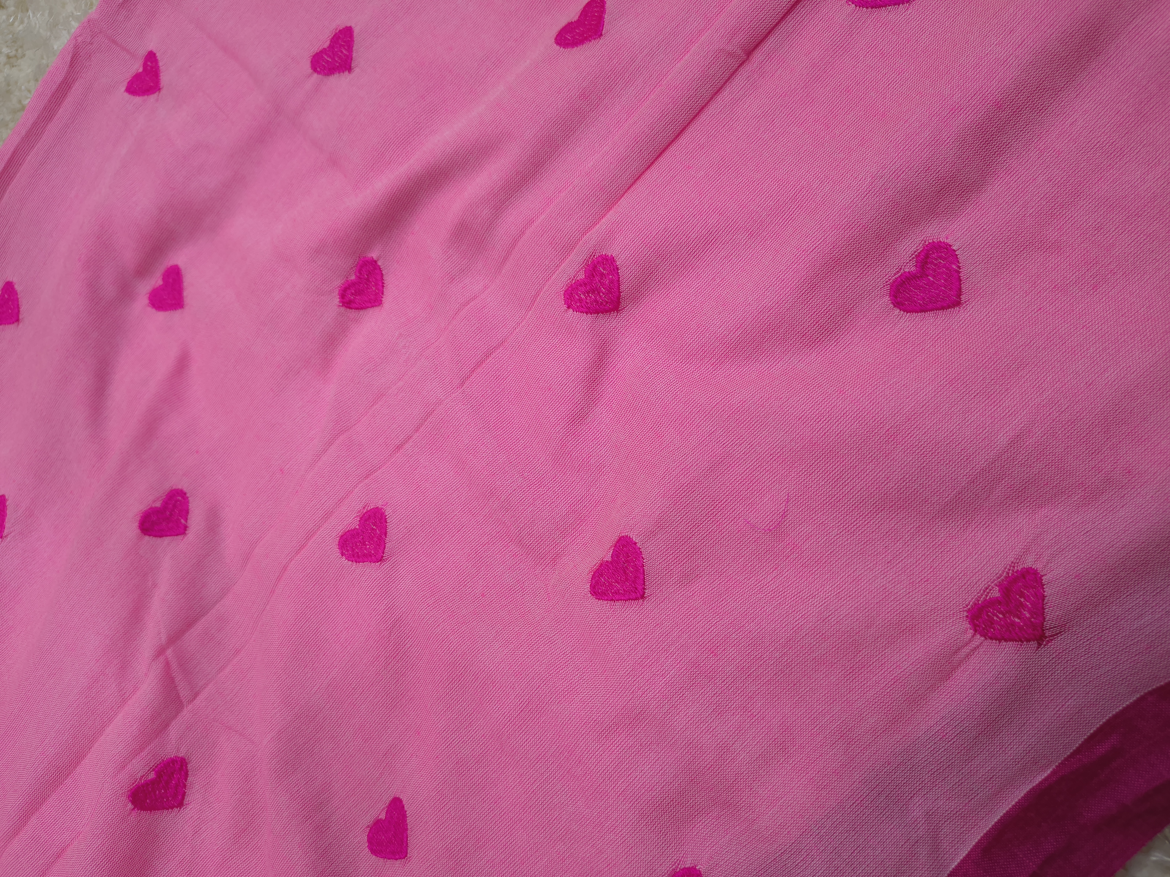 Pink Hearts Cotton Saree